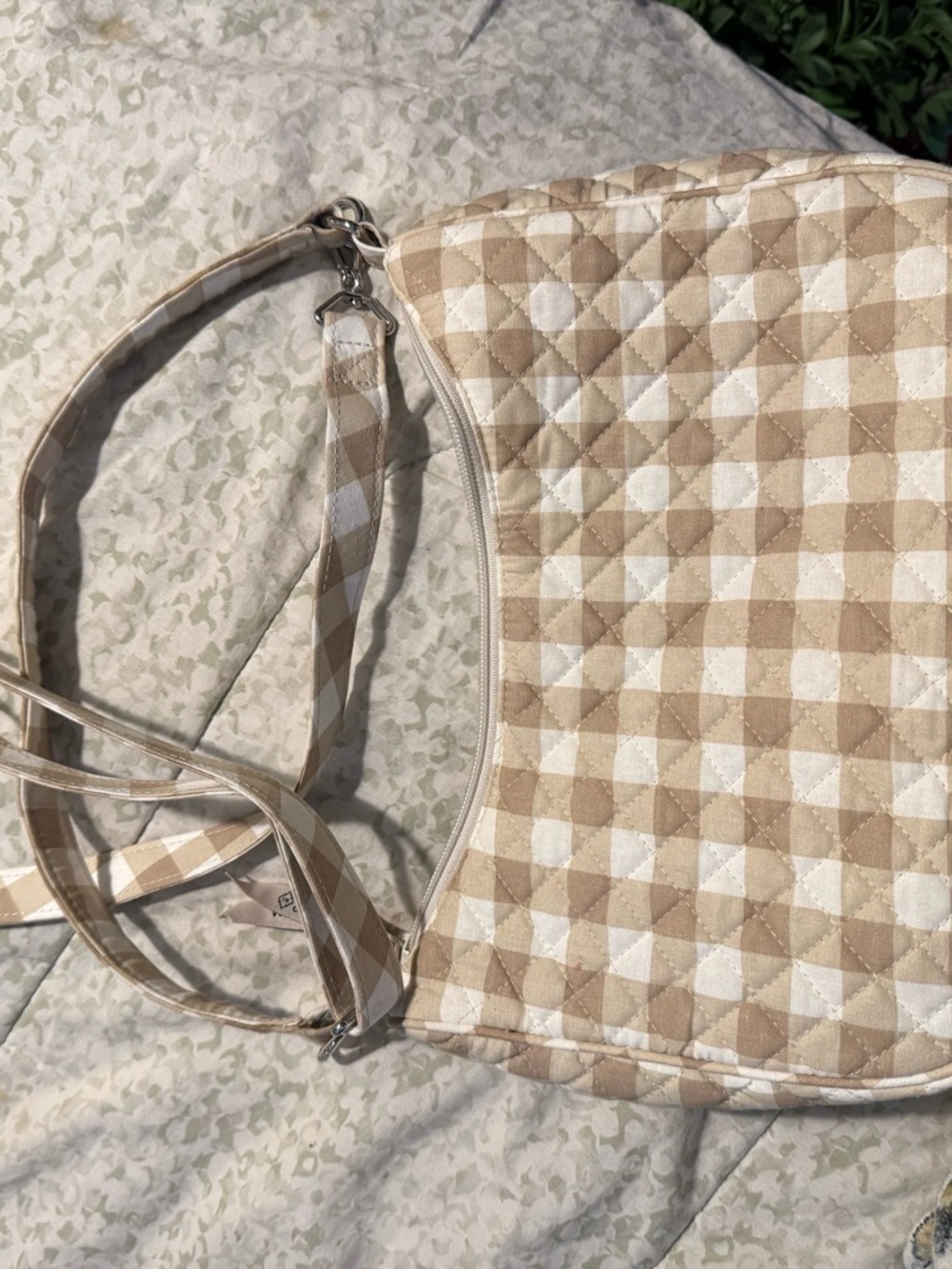 Beige Vera Bradley Y2K Gingham Floral Crossbody Bag with Butterfly Accent - Picture 3 of 6